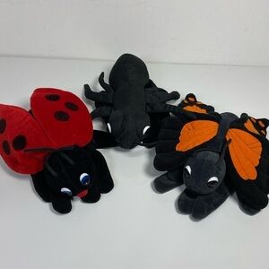 Plush Creations 1993 Hand Puppet Lot of 3 Ladybug Spider Butterfly EUC